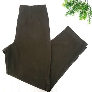 Susan Graver Pants Faux Suede Pants Olive Green size Large Career Wear Classic